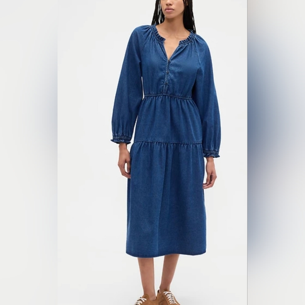 Gap Tiered Denim Midi Dress - Picture 3 of 10